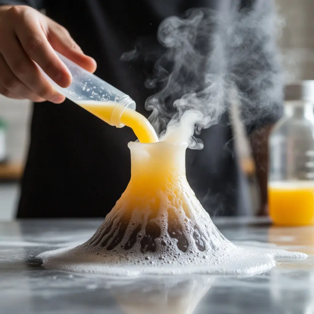 Как сделать вулкан из соды и уксуса?