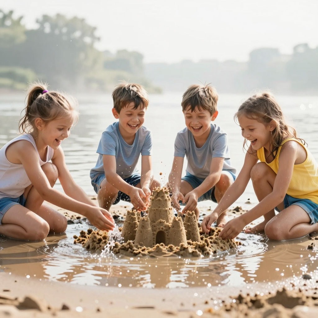 Дети играют с водой