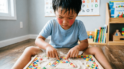 Волшебный песок и крупа — рисуем буквы на ощупь