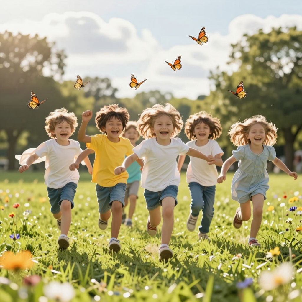 Дети бегают и играют